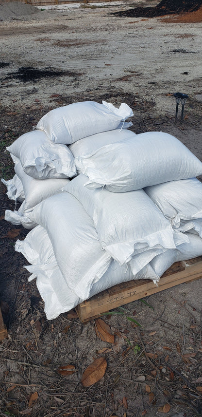 Bag of recycled asphalt millings, 45–50 pounds, ideal for small driveway repairs, patching, and compactable base material from Mulch and Stuff